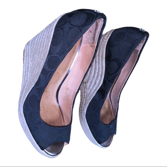 Coach Monogram Black Y2K  Wedge Heels, Size 7B - Picture 11 of 16